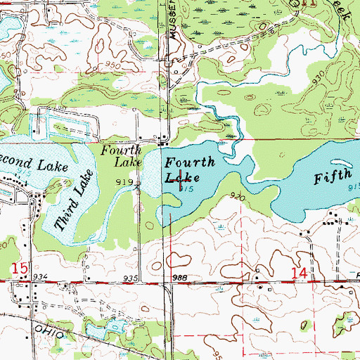 Topographic Map of Fourth Lake, MI
