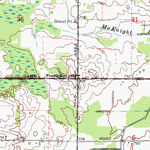 Topographic Map of Fourtowns School, MI