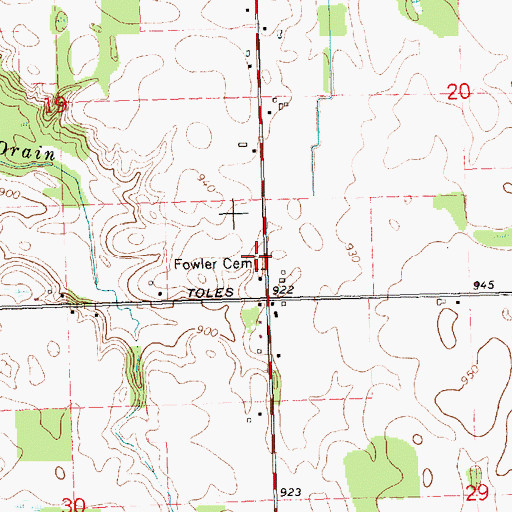 Topographic Map of Fowler Cemetery, MI