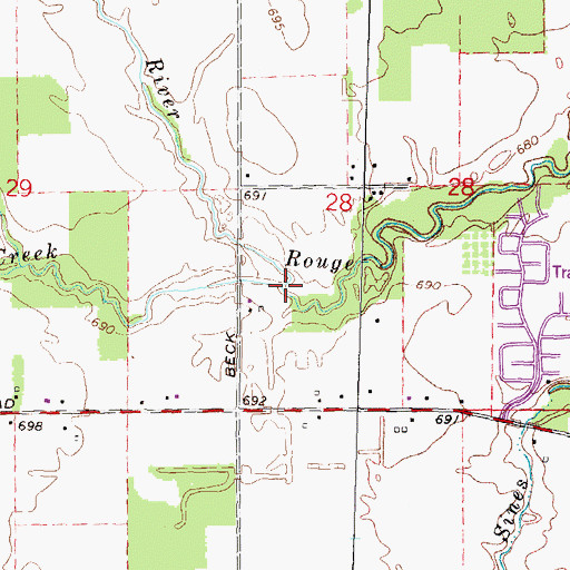 Topographic Map of Fowler Creek, MI