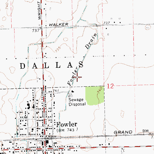 Topographic Map of Fowler Drain, MI