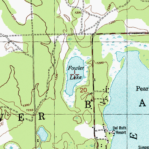 Topographic Map of Fowler Lake, MI