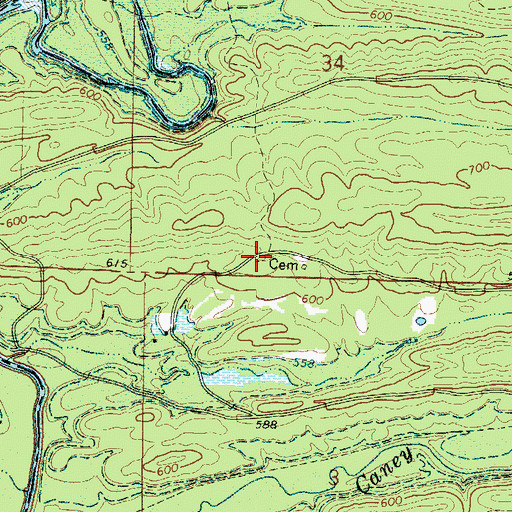 Topographic Map of Oak Hill Cemetery, AR