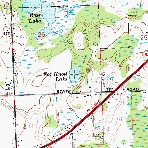 Topographic Map of Fox Knoll Lake, MI