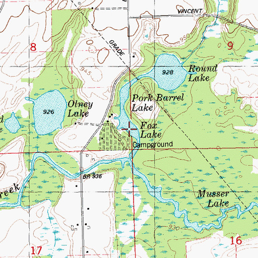 Topographic Map of Fox Lake, MI