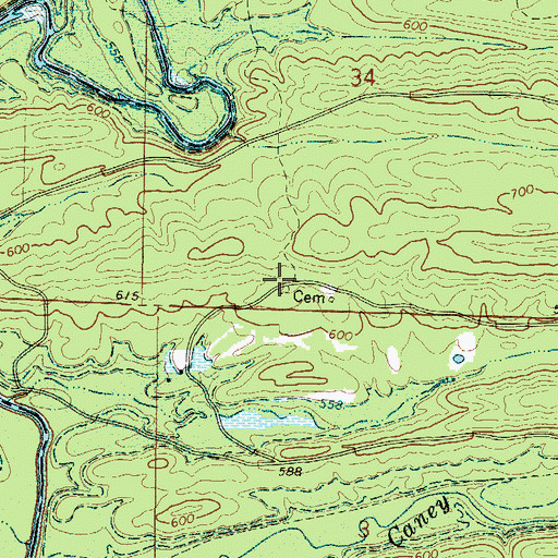 Topographic Map of Oak Hill Church (historical), AR