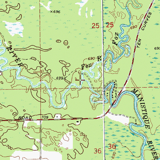 Topographic Map of Fox River, MI