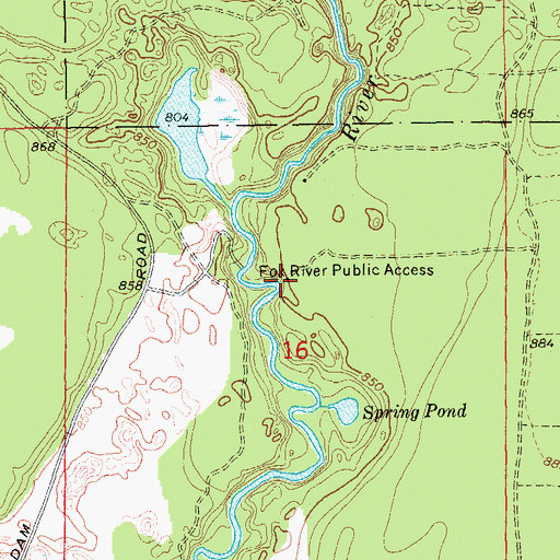 Topographic Map of Fox River Public Access, MI