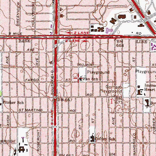Topographic Map of Fox School, MI