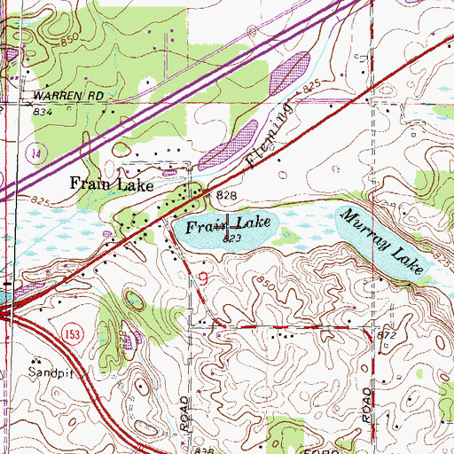 Topographic Map of Frain Lake, MI