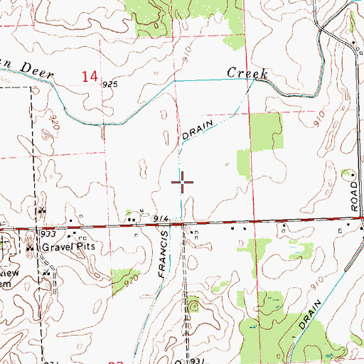 Topographic Map of Francis Drain, MI