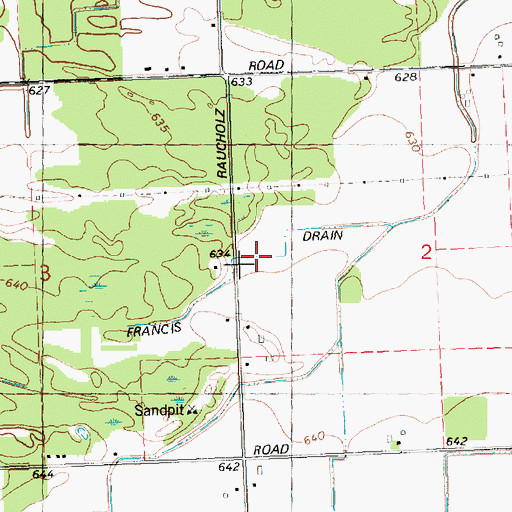 Topographic Map of Francis Drain, MI