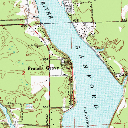 Topographic Map of Francis Grove, MI
