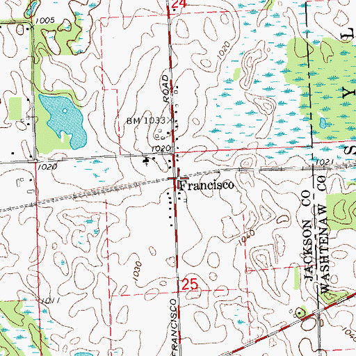 Topographic Map of Francisco, MI