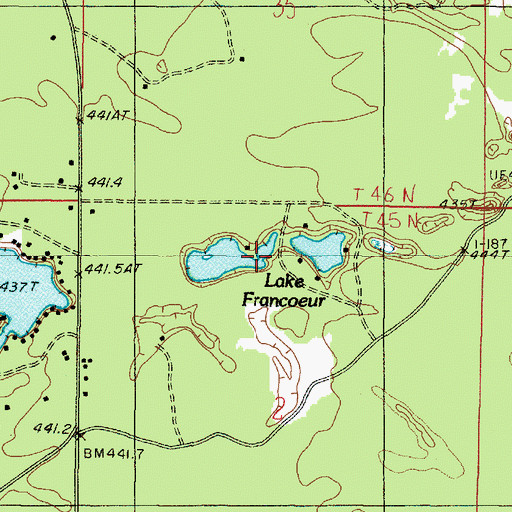 Topographic Map of Lake Francoeur, MI