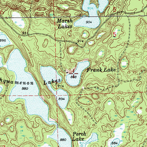 Topographic Map of Frank Lake, MI