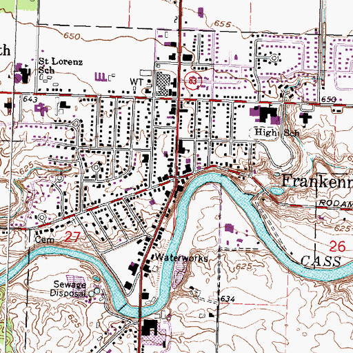 Topographic Map of Frankenmuth, MI