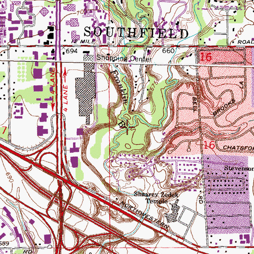 Topographic Map of Franklin Branch, MI