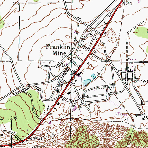 Topographic Map of Franklin Mine, MI