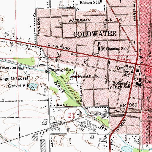 Topographic Map of Franklin School, MI