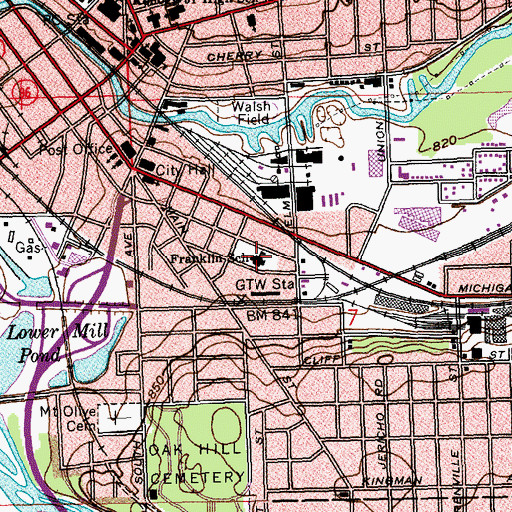 Topographic Map of Franklin School, MI