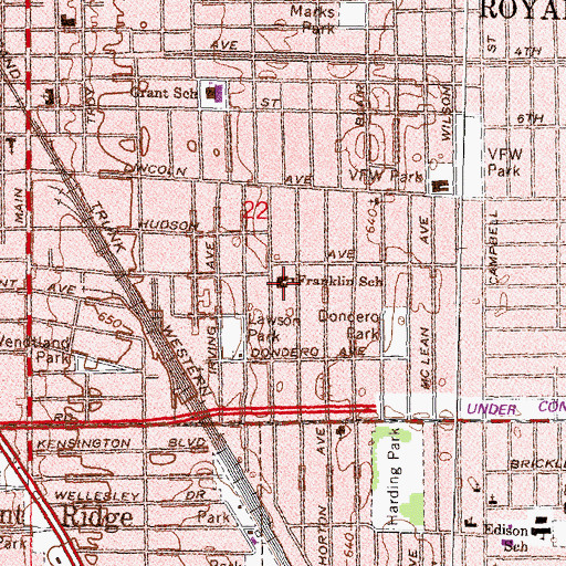 Topographic Map of Franklin School, MI