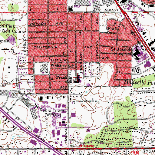 Topographic Map of Franklin School, MI