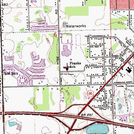 Topographic Map of Franks School, MI