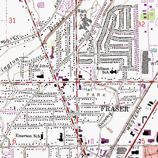 Topographic Map of Fraser, MI