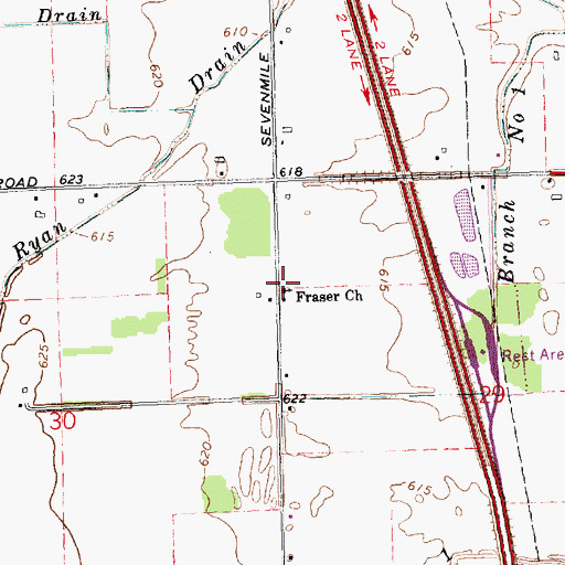 Topographic Map of Fraser Church, MI