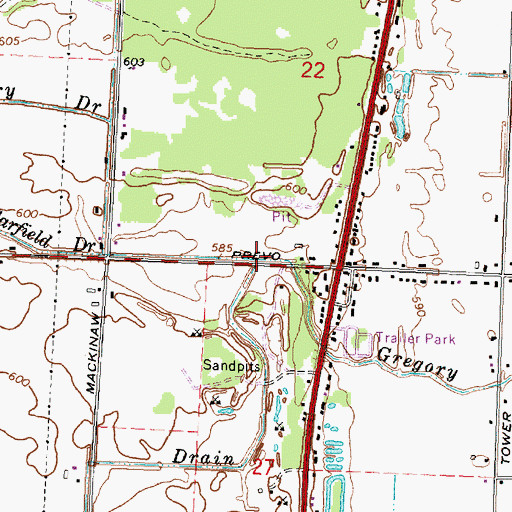 Topographic Map of Fraser Garfield Drain, MI
