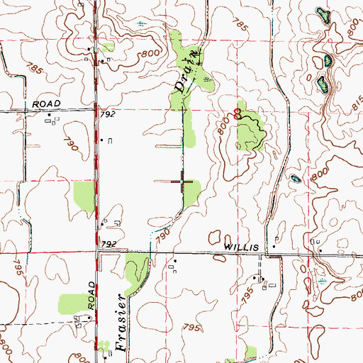 Topographic Map of Frasier Drain, MI