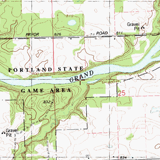 Topographic Map of Frayer Creek, MI