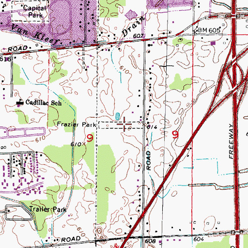 Topographic Map of Frazier Park, MI