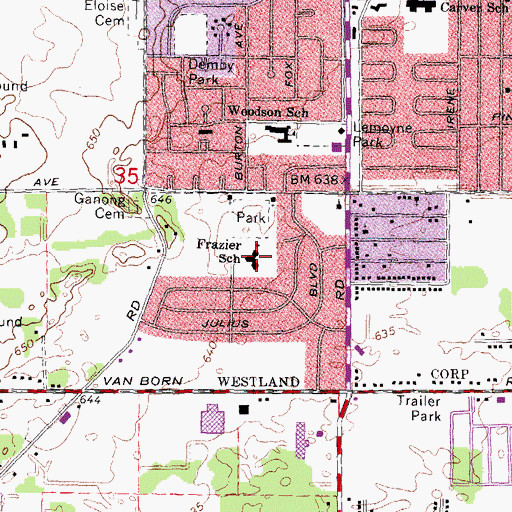 Topographic Map of Frazier School, MI