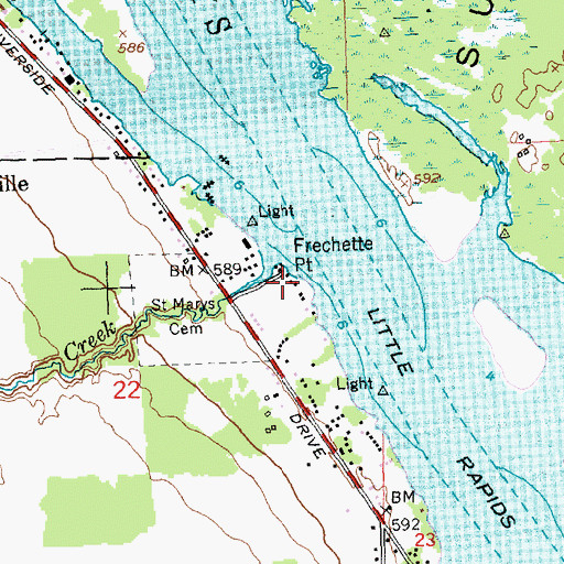 Topographic Map of Frechette Point, MI