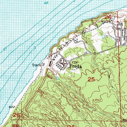 Topographic Map of Freda, MI