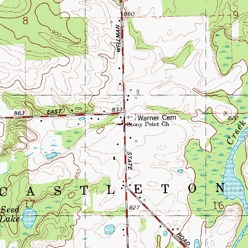Topographic Map of Free Church, MI