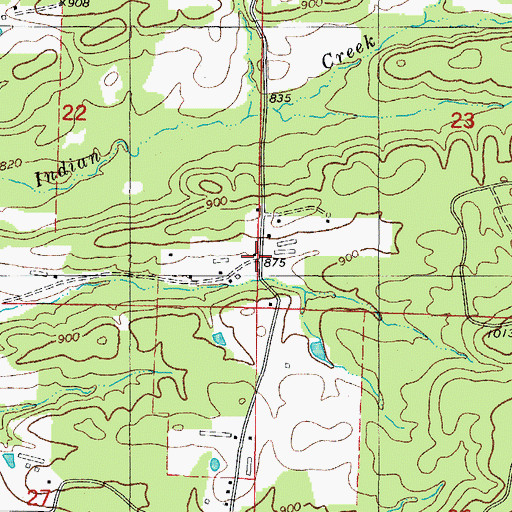 Topographic Map of Old Thompson (historical), AR