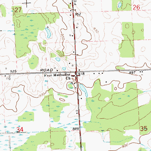 Topographic Map of Free Methodist Church, MI