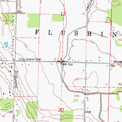 Topographic Map of Freeman Drain, MI