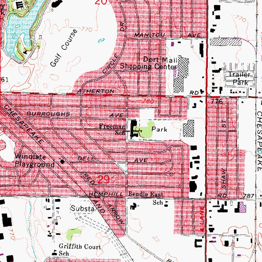 Topographic Map of Freeman School, MI
