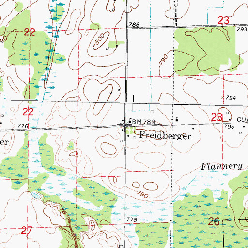 Topographic Map of Freidberger, MI