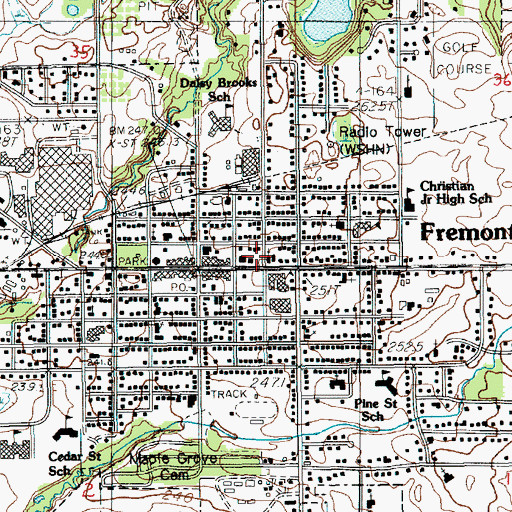 Topographic Map of Fremont, MI
