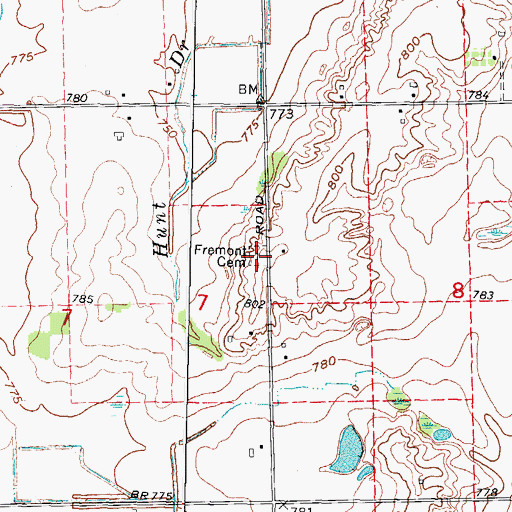 Topographic Map of Fremont Cemetery, MI