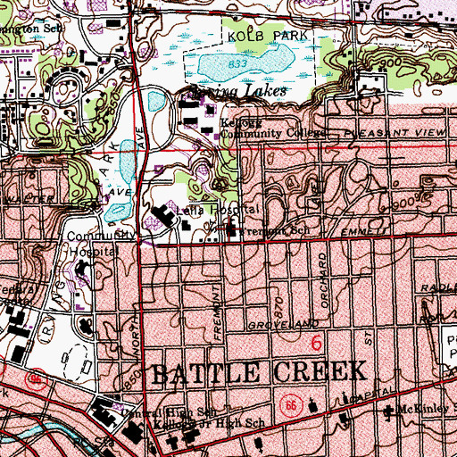 Topographic Map of Fremont School, MI