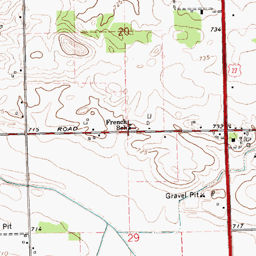 Topographic Map of French School, MI