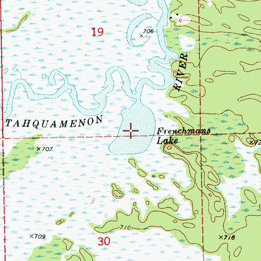 Topographic Map of Frenchmans Lake, MI