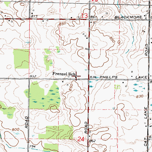 Topographic Map of Frenzel School, MI