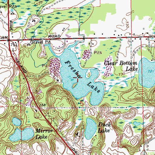 Topographic Map of Freska Lake, MI